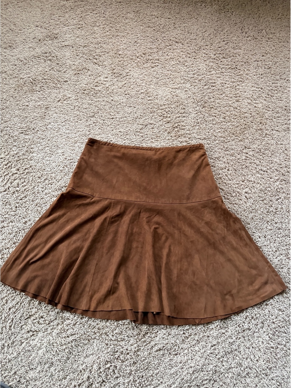 Lauren Ralph Lauren Brown Suede Goat Leather Fit & Flare Mini Skirt Size 4 Boho